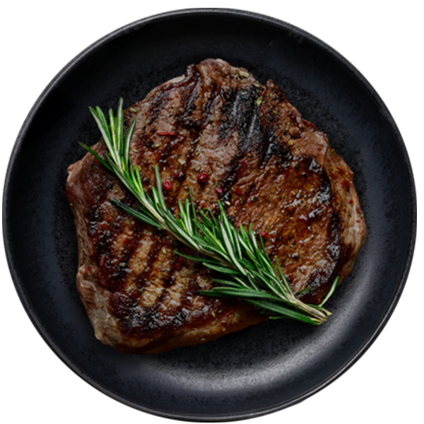 Gegrilltes Steak mit Rosmarin auf Teller